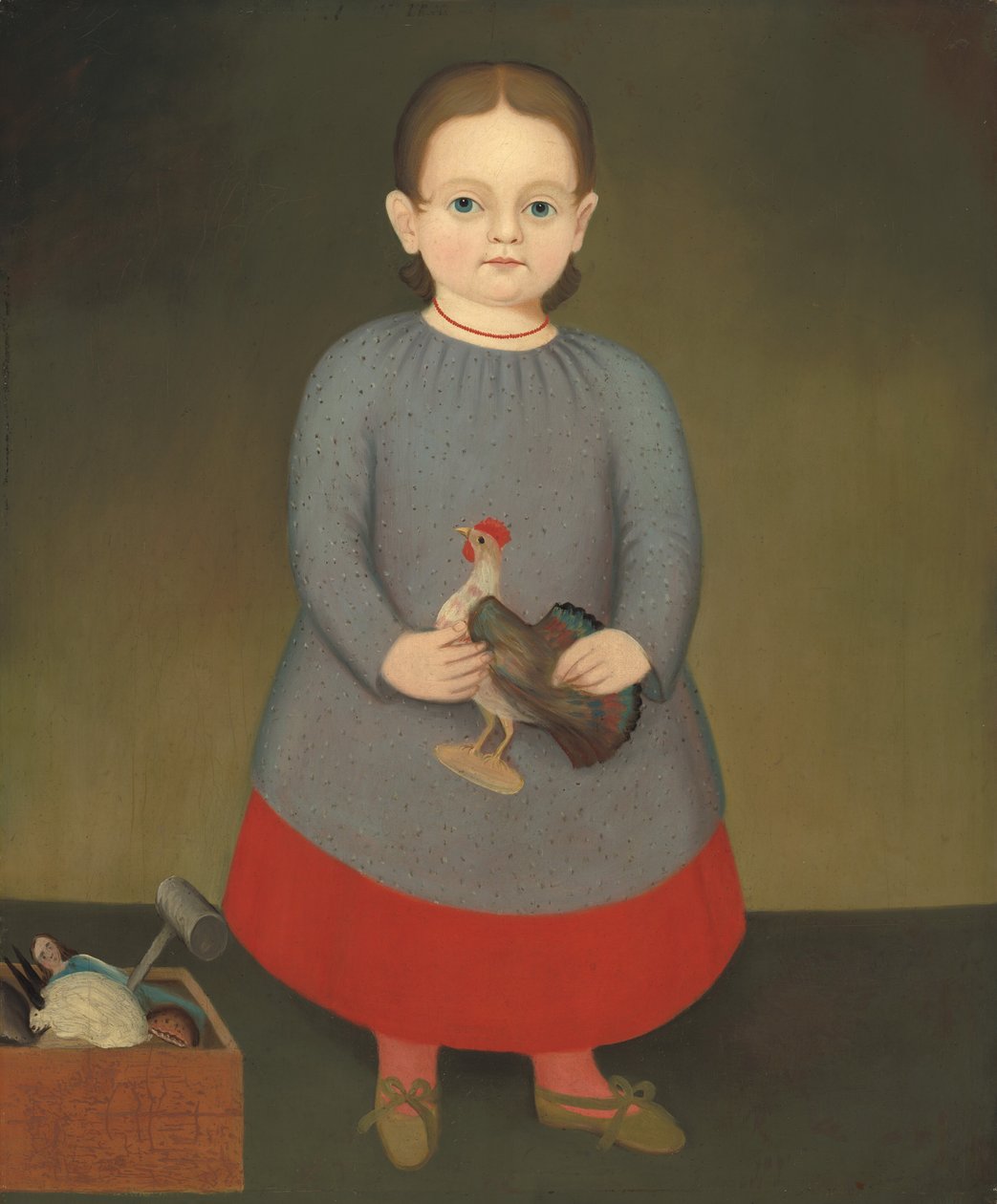 Dziewczyna z Zabawkowym Kogutem autorstwa American 19th Century