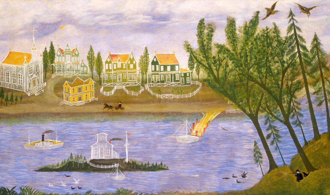 Wioska nad rzeką autorstwa American 19th Century