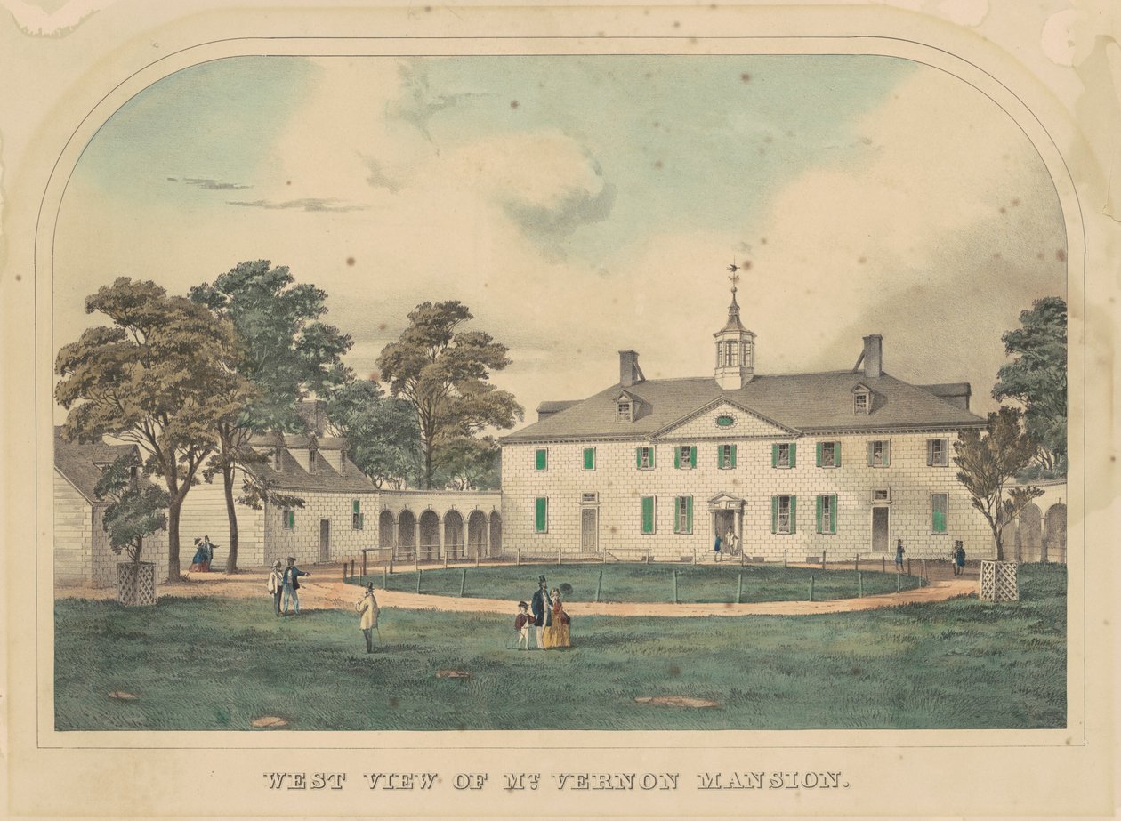 Zachodni widok na rezydencję Mount Vernon autorstwa American 19th Century