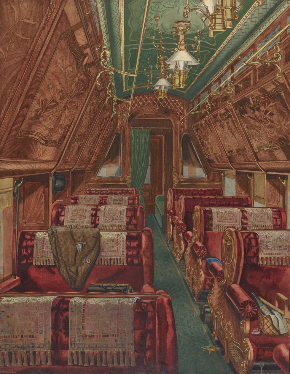 Wnętrze wagonu Pullmana, 1888 r. autorstwa American 20th Century