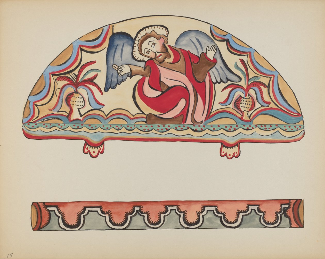 Tablica 15: Stworzenie (Lunette): Z portfolio "Hiszpańskie projekty kolonialne Nowego Meksyku" autorstwa American 20th Century