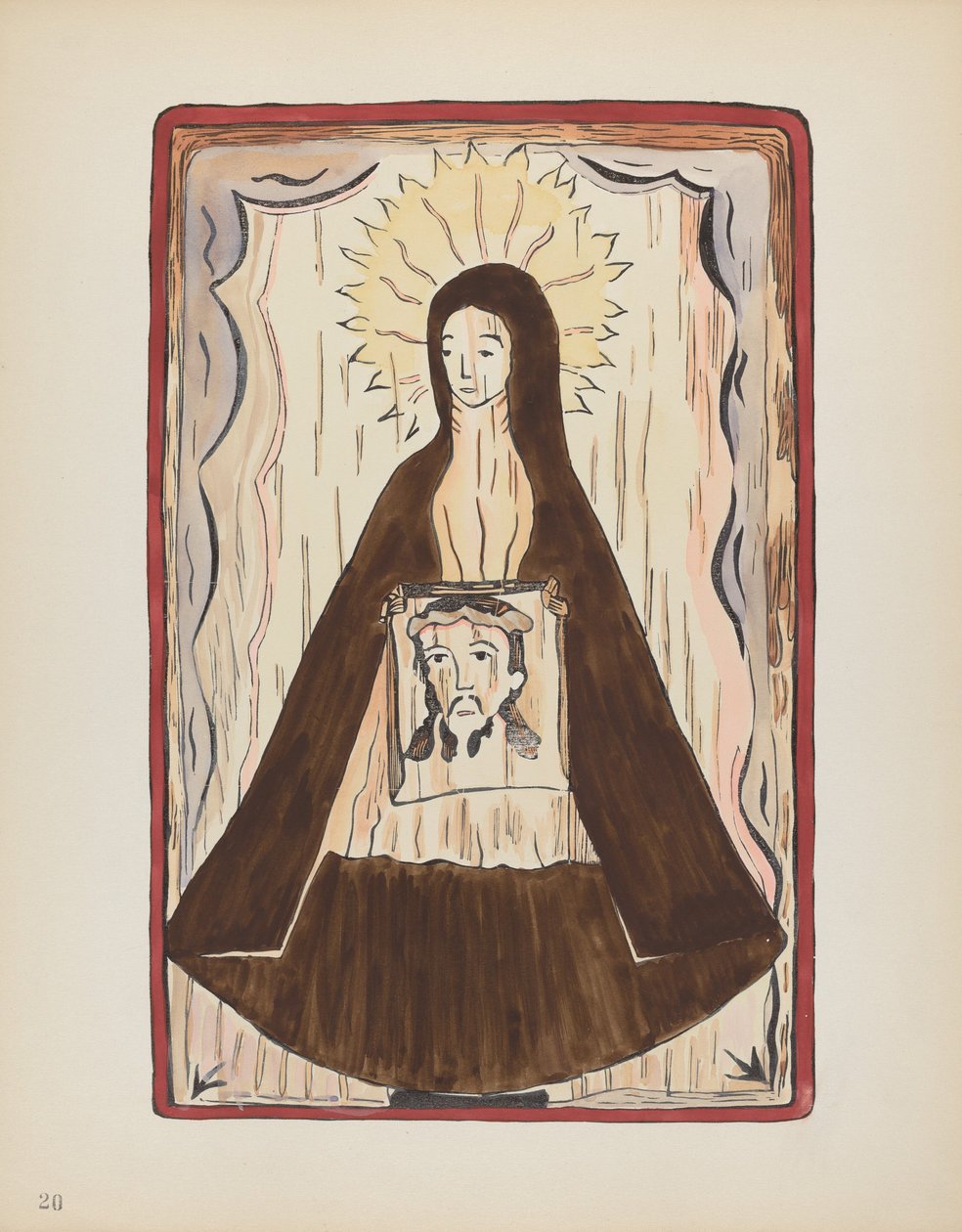 Tablica 20: Św. Weronika: Z portfolio "Hiszpańskie wzory kolonialne Nowego Meksyku" autorstwa American 20th Century