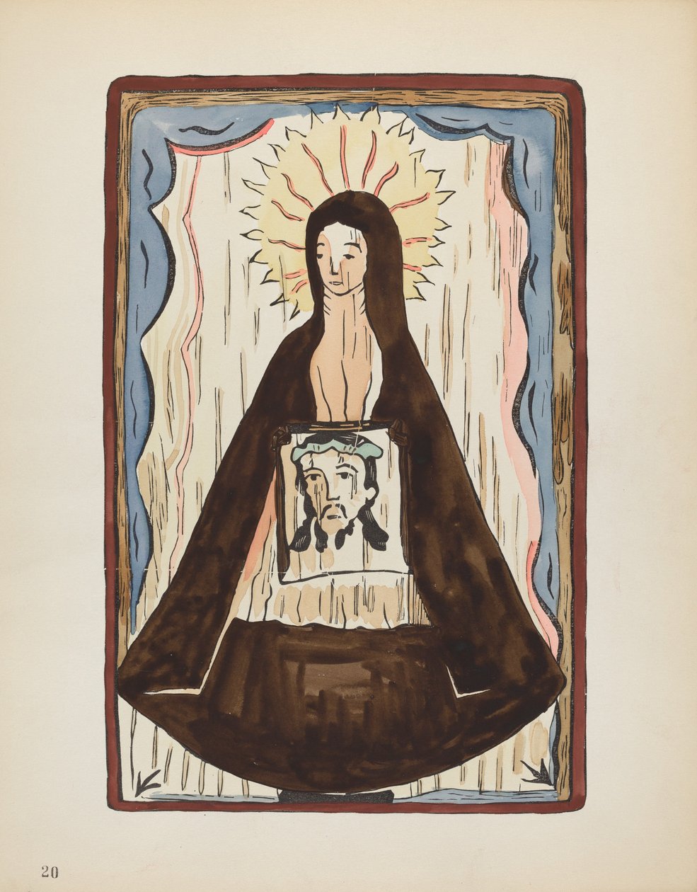 Tablica 20: Św. Weronika: Z portfolio "Hiszpańskie wzory kolonialne Nowego Meksyku" autorstwa American 20th Century