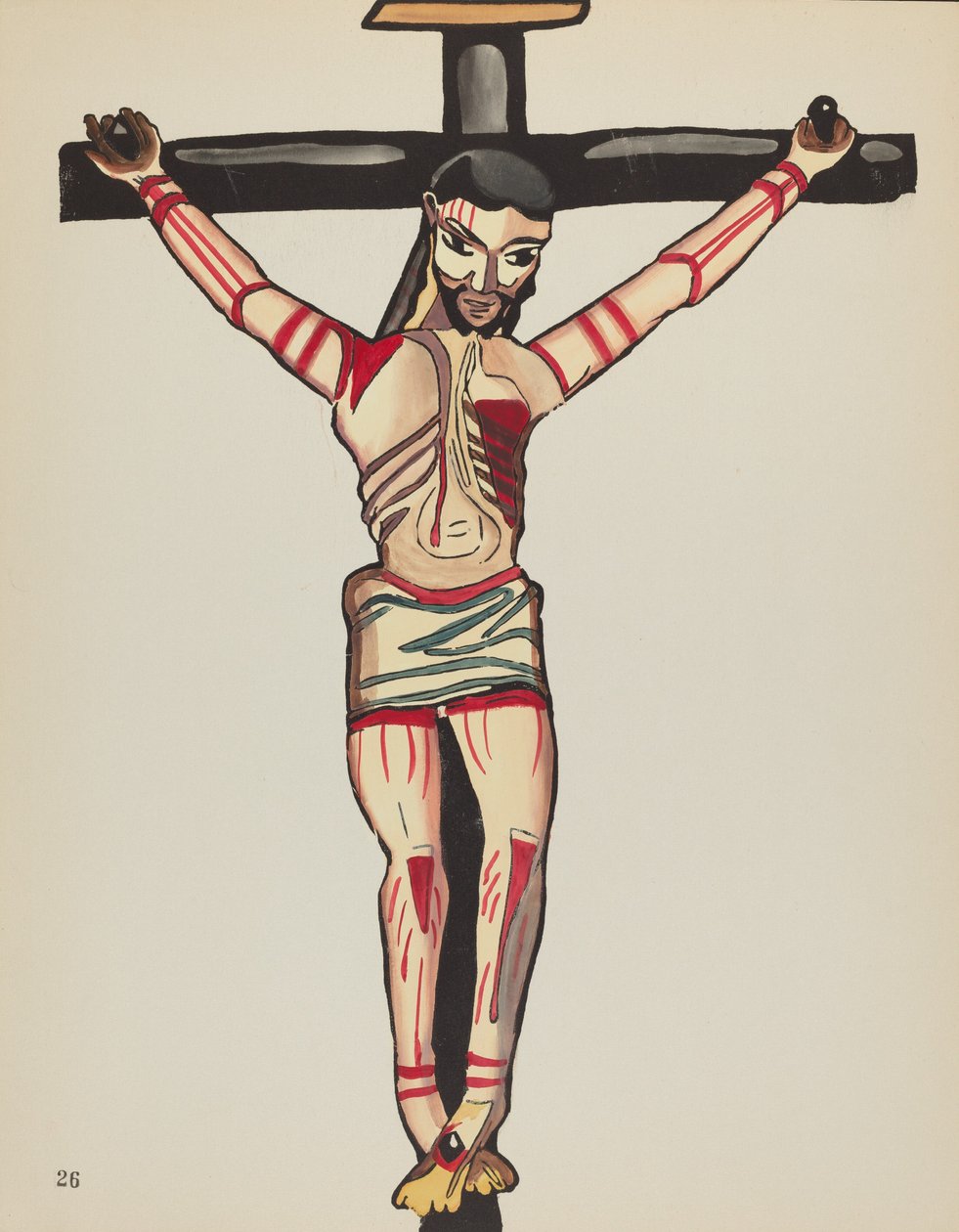 Tabliczka 26: Chrystus Ukrzyżowany: Z portfolio "Hiszpańskie wzory kolonialne Nowego Meksyku" autorstwa American 20th Century