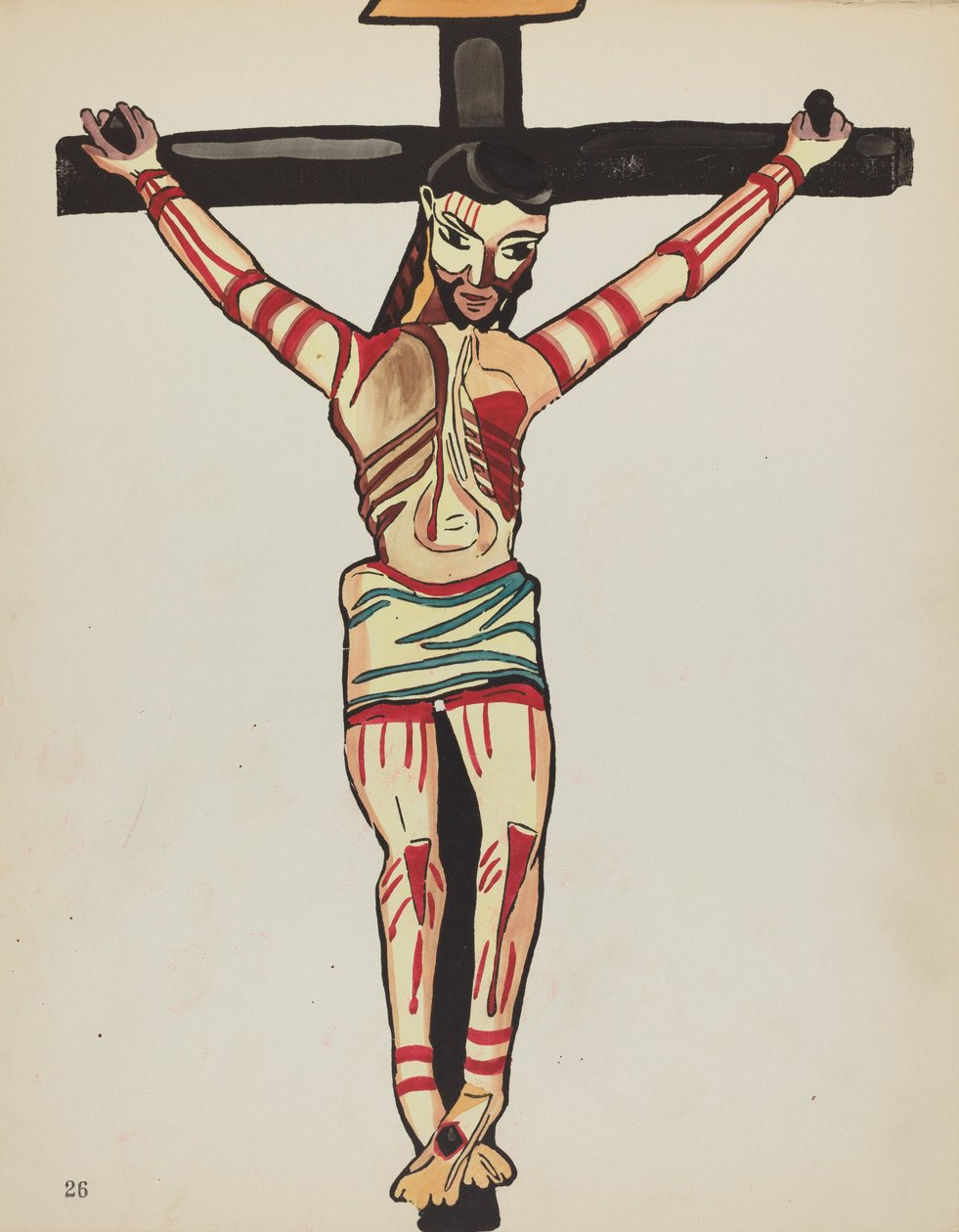 Tabliczka 26: Chrystus ukrzyżowany, Taos: Z portfolio "Hiszpańskie wzory kolonialne Nowego Meksyku" autorstwa American 20th Century