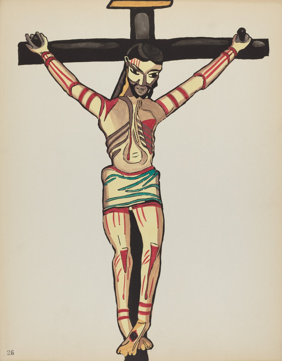 Tabliczka 26: Chrystus ukrzyżowany, Taos: Z portfolio "Hiszpańskie wzory kolonialne Nowego Meksyku" autorstwa American 20th Century