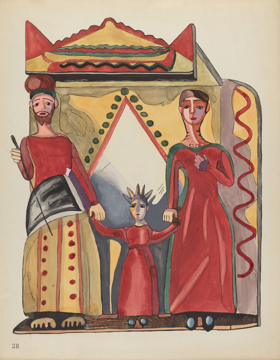 Tabliczka 28: Święta Rodzina: Z Portfolio "Hiszpańskie Wzory Kolonialne Nowego Meksyku" autorstwa American 20th Century
