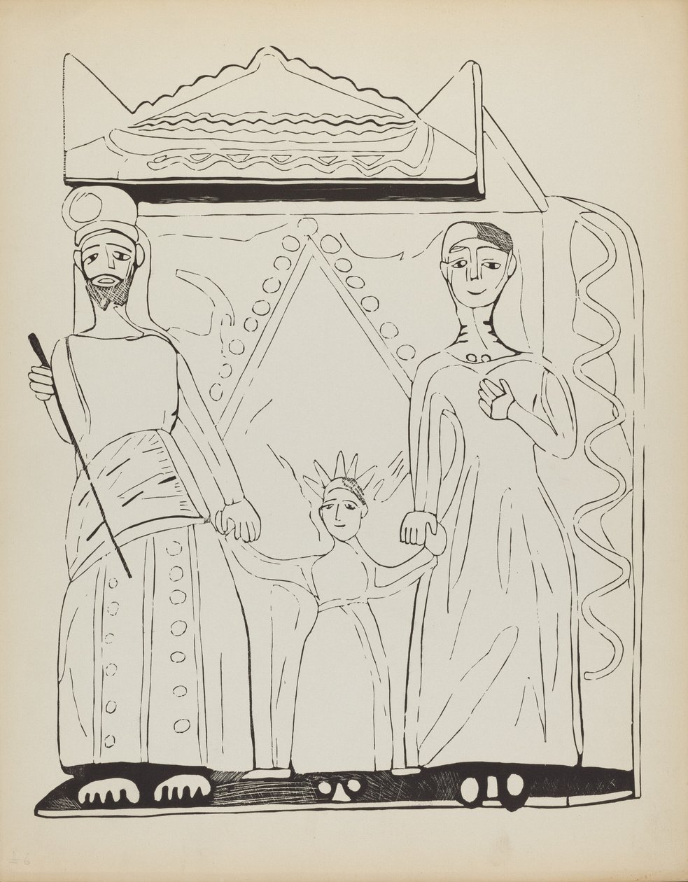 Tabliczka 28: Święta Rodzina: Z Portfolio "Hiszpańskie Wzory Kolonialne Nowego Meksyku" autorstwa American 20th Century