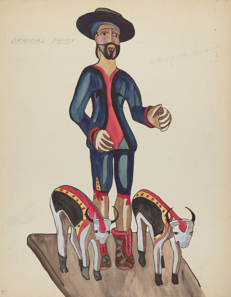 Tablica 30: Święty Izydor: Z portfolio "Hiszpańskie wzory kolonialne Nowego Meksyku" autorstwa American 20th Century