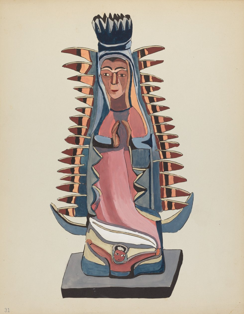 Tablica 31: Matka Boża z Guadalupe: Z portfolio "Hiszpańskie wzory kolonialne Nowego Meksyku" autorstwa American 20th Century