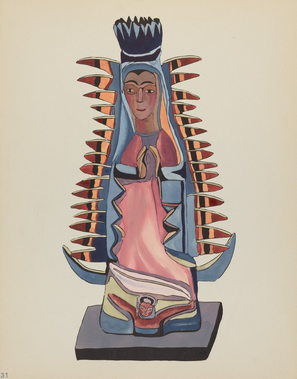 Tablica 31: Matka Boża z Guadalupe: Z Portfolio "Hiszpańskie Wzory Kolonialne Nowego Meksyku" autorstwa American 20th Century
