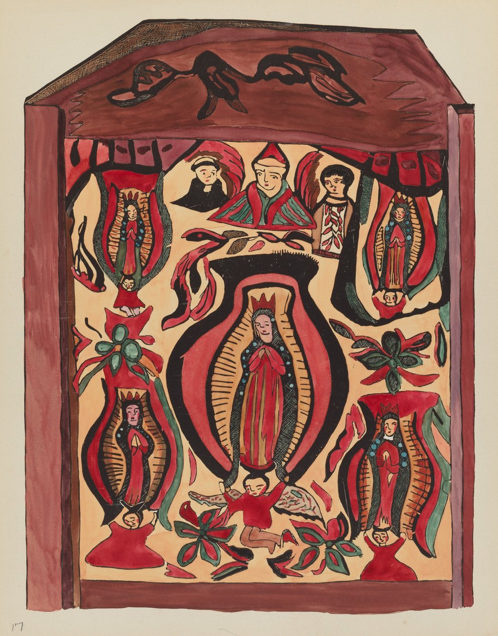 Tablica 32: Matka Boża z Guadalupe: Z Portfolio "Hiszpańskie Wzory Kolonialne Nowego Meksyku" autorstwa American 20th Century