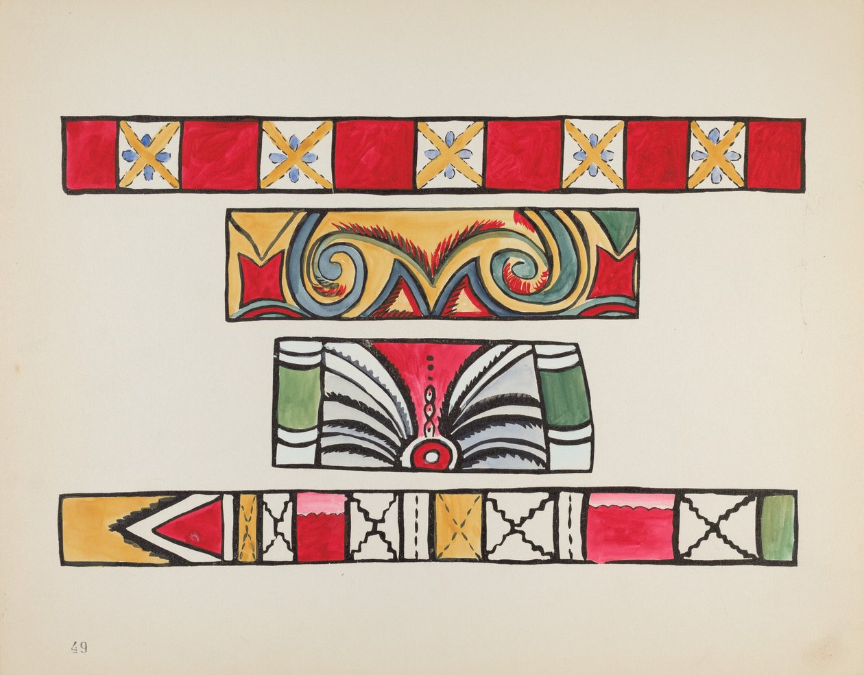 Tabliczka 49: Różne projekty: Z portfolio "Hiszpańskie wzory kolonialne Nowego Meksyku" autorstwa American 20th Century