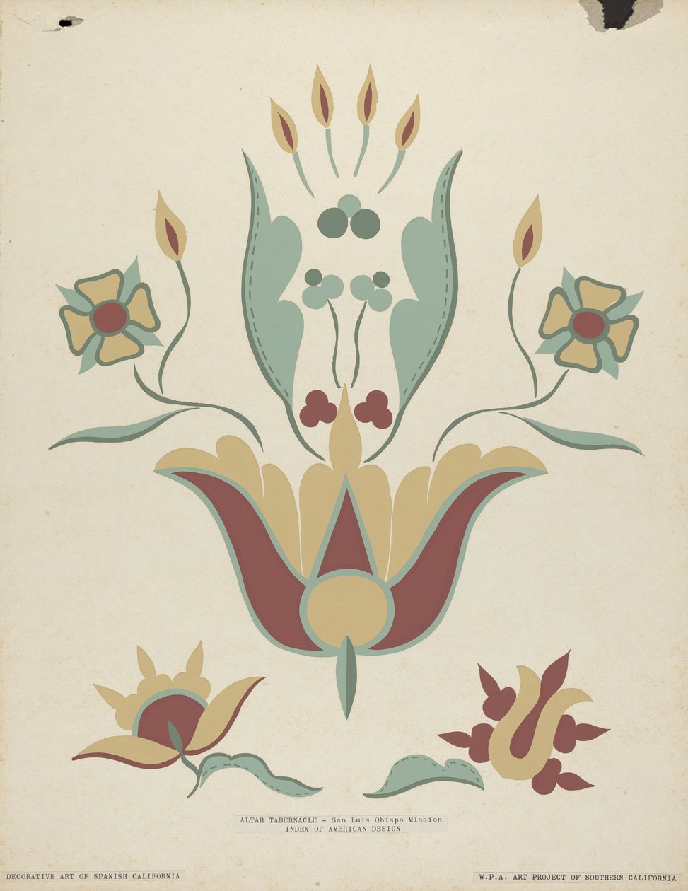 San Luis Obispo Misyjny Ołtarz Tabernakulum Z portfolio "Sztuka dekoracyjna hiszpańskiej Kalifornii" autorstwa American 20th Century