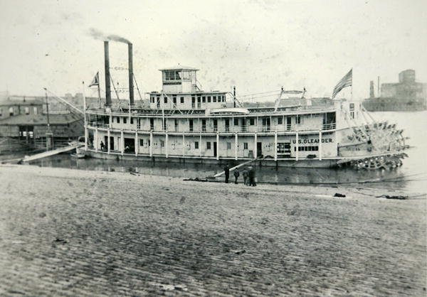 Rufowiec „U.S. Oleander” w St. Louis, ok. 1880 (zdjęcie czarno-białe) autorstwa American American