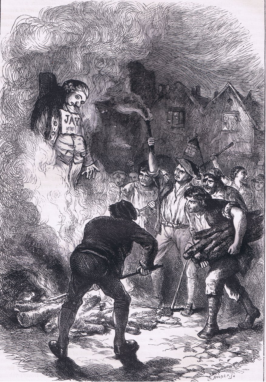Spalenie wizerunku Jaya, ilustracja z Cassells History of the United States wydanej przez Cassell, Petter & Galpin, c.1900 autorstwa American English school