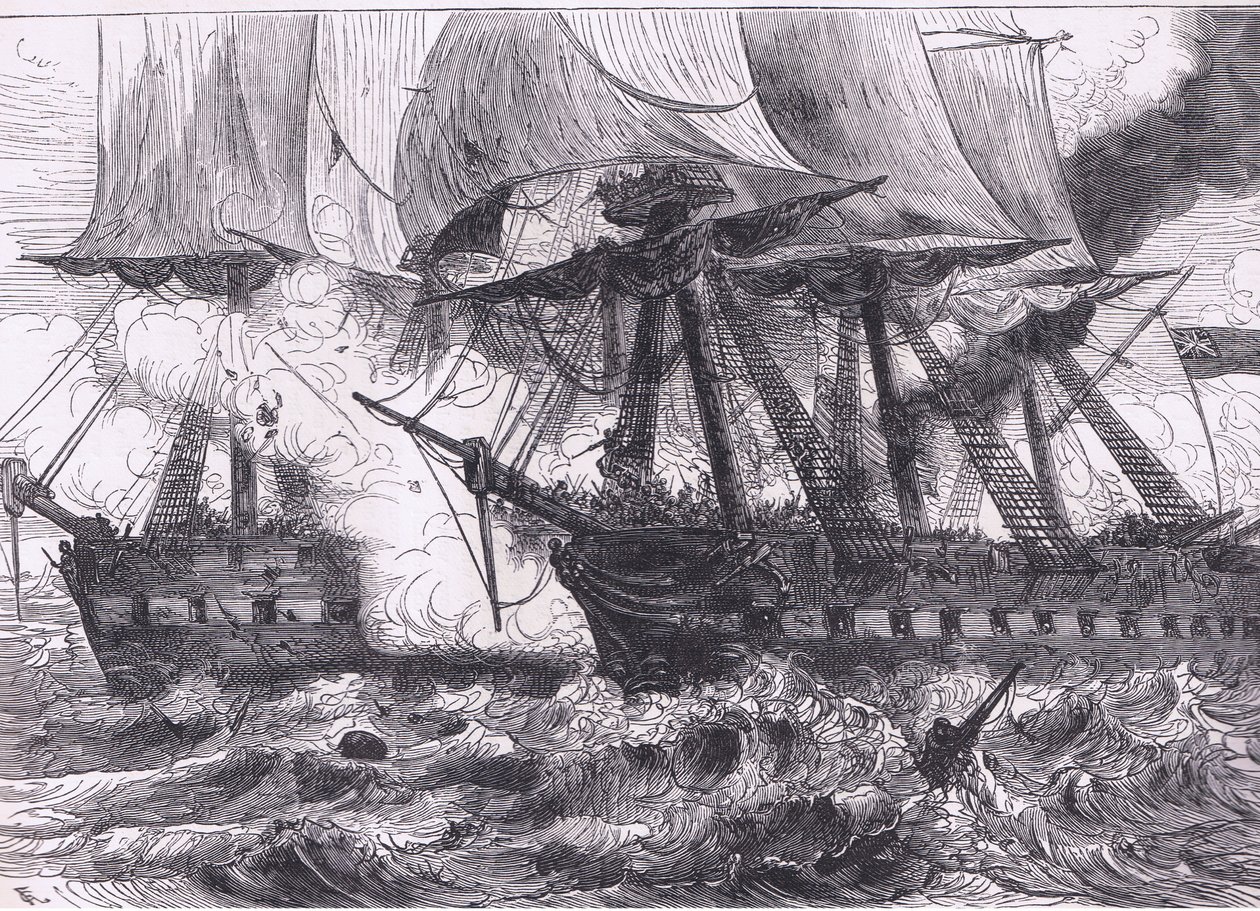 Walka między Chesapeake i Shannon, ilustracja z Cassells History of the United States wydanej przez Cassell, Petter & Galpin, ok. 1900 (litografia) autorstwa American English school