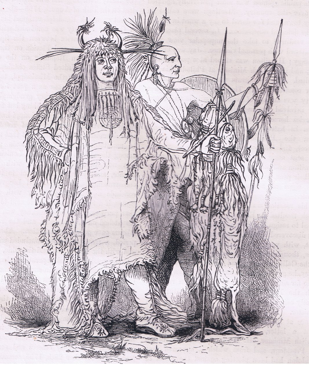 Grupa Indian pogranicznych, ilustracja z Cassells History of the United States wydana przez Cassell, Petter & Galpin, c.1900 (lito) autorstwa American English school