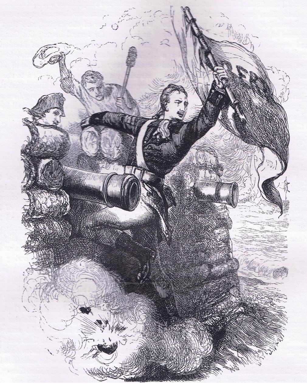 Sierżant Jasper odzyskuje flagę, ilustracja z Cassells History of the United States wydanej przez Cassell, Petter & Galpin, ok. 1900 (lit.) autorstwa American English school