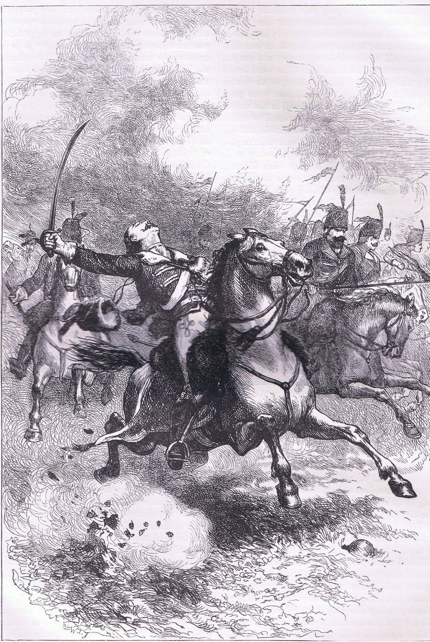 Szarża Pułaskiego, ilustracja z Cassells History of the United States wydanej przez Cassell, Petter & Galpin, c.1900 (litografia) autorstwa American English school