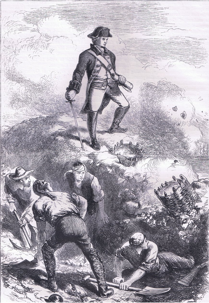 Obrona Domu Rasy: Prescott w reducie, ilustracja z Cassells History of the United States wydanej przez Cassell, Petter & Galpin, c.1900 (lito) autorstwa American English school