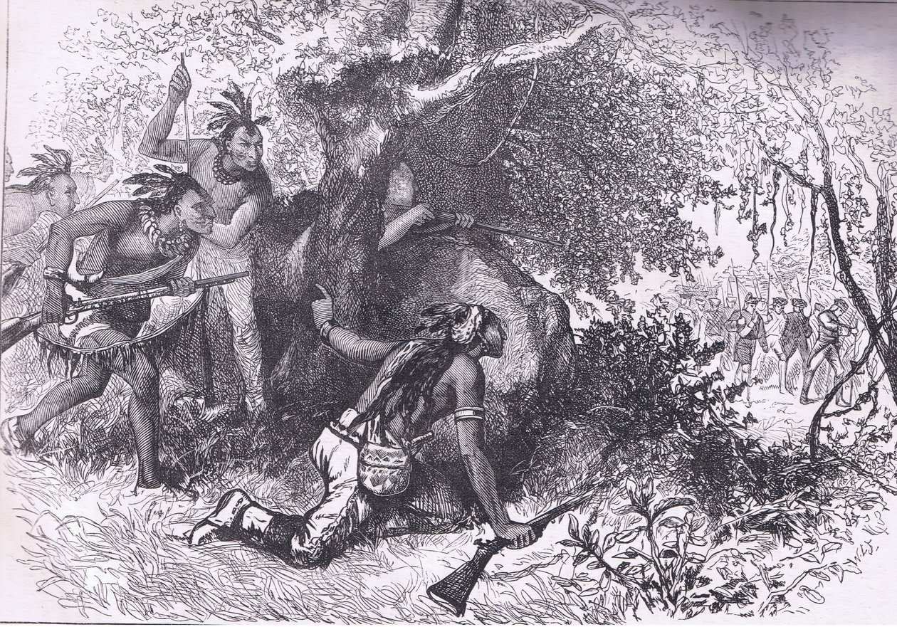 Treachery of the Cherokees 1760, ilustracja z Cassells History of the United States wydana przez Cassell, Petter & Galpin, c.1900 (litografia) autorstwa American English school