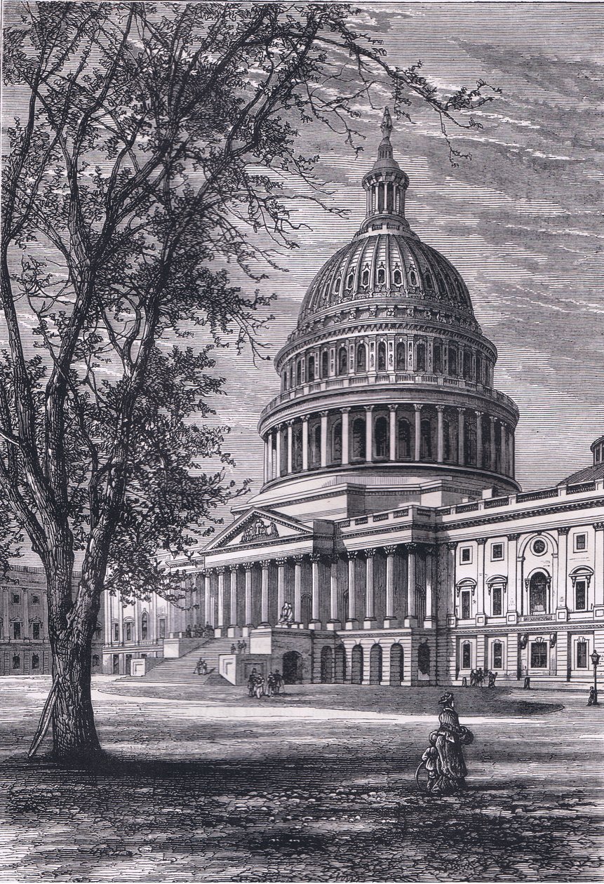 Widok na Kapitol w stanie Waszyngton, ilustracja z Cassells History of the United States wydana przez Cassell, Petter & Galpin, c.1900 (lito) autorstwa American English school