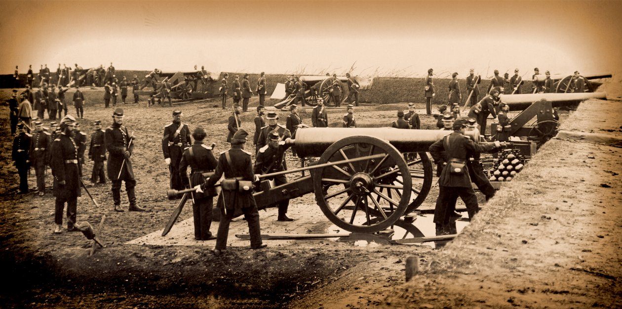 1-te działa ciężkiej artylerii w stanie Connecticut w Fort Richardson, koniec 1861 r autorstwa American Photographer