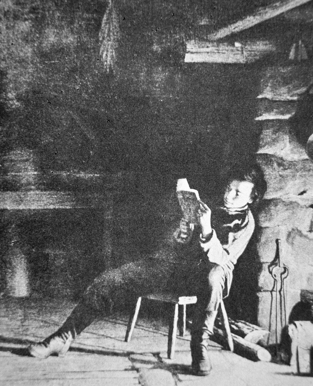 Abraham Lincoln (1809-65) jako młody chłopiec (zdjęcie czarno-białe) autorstwa American Photographer