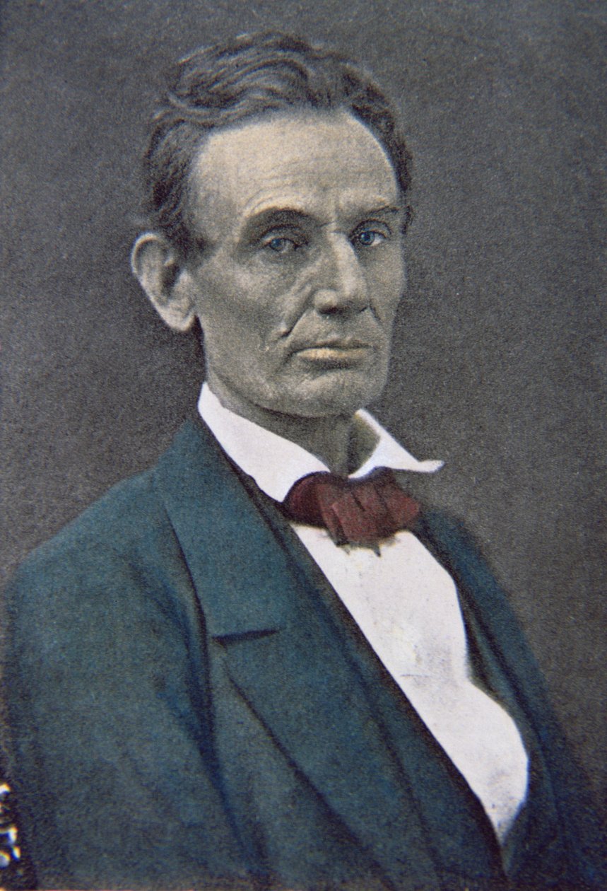 Abraham Lincoln (1809-65) ok. 1860 r. (zdjęcie przyciemniane) autorstwa American Photographer