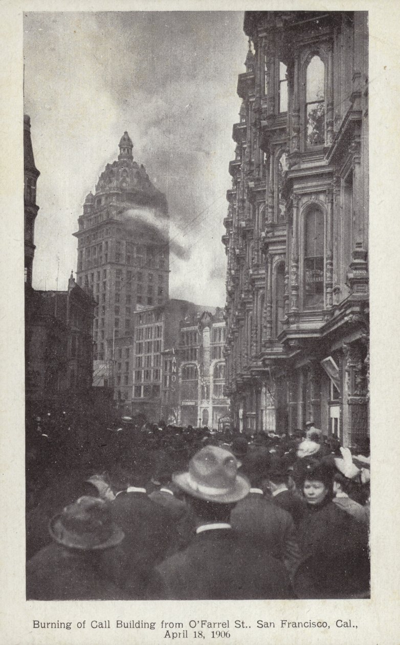 Następstwa trzęsienia ziemi w San Francisco w 1906 r. (zdjęcie czarno-białe) autorstwa American Photographer