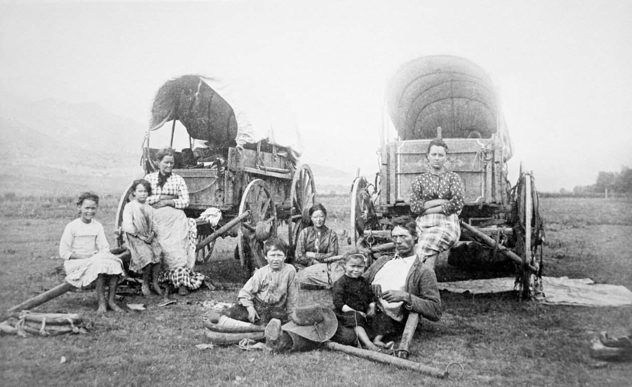 Amerykańska rodzina pionierów, c.1870 (zdjęcie czarno-białe) autorstwa American Photographer