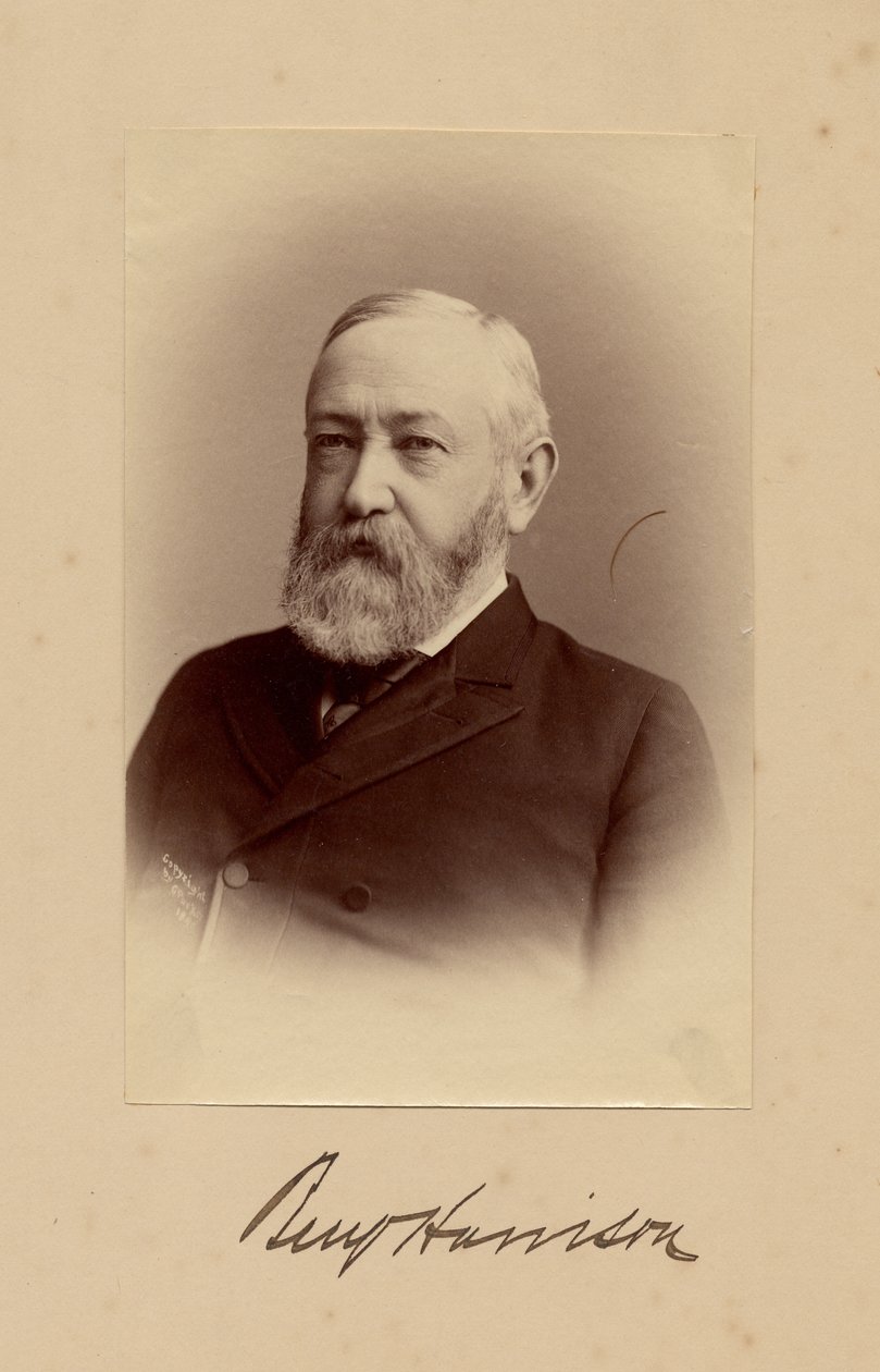 Benjamin Harrison (1833-1901), 23 prezydent USA, fot. George Prince, Waszyngton DC (zdjęcie albumu) autorstwa American Photographer