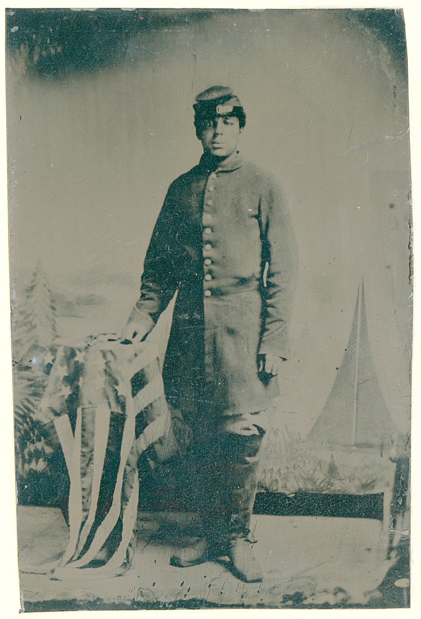 Charles H. Arnum, szeregowiec 54. Ochotniczego Pułku Piechoty Massachusetts, 1864 r. (zdjęcie blaszane) autorstwa American Photographer