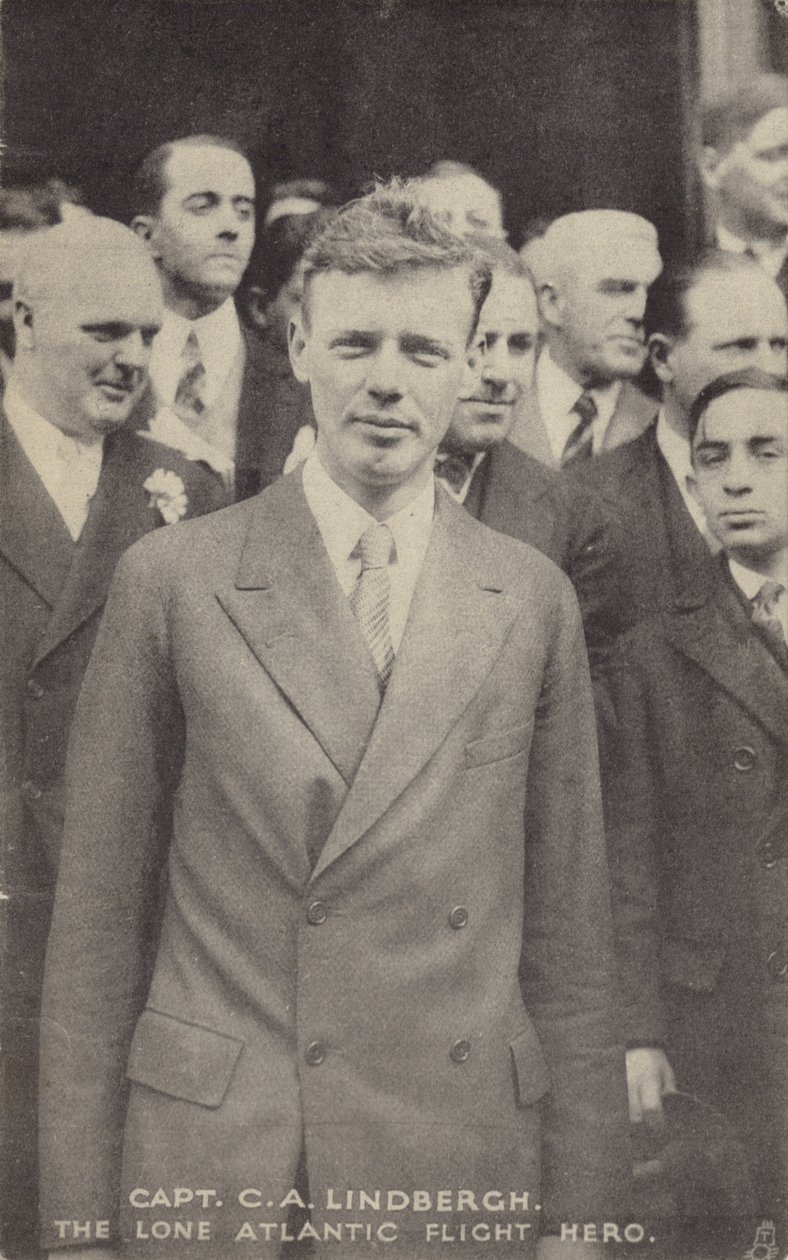 Charles Lindbergh, amerykański lotnik, który odbył pierwszy samodzielny lot transatlantycki autorstwa American Photographer
