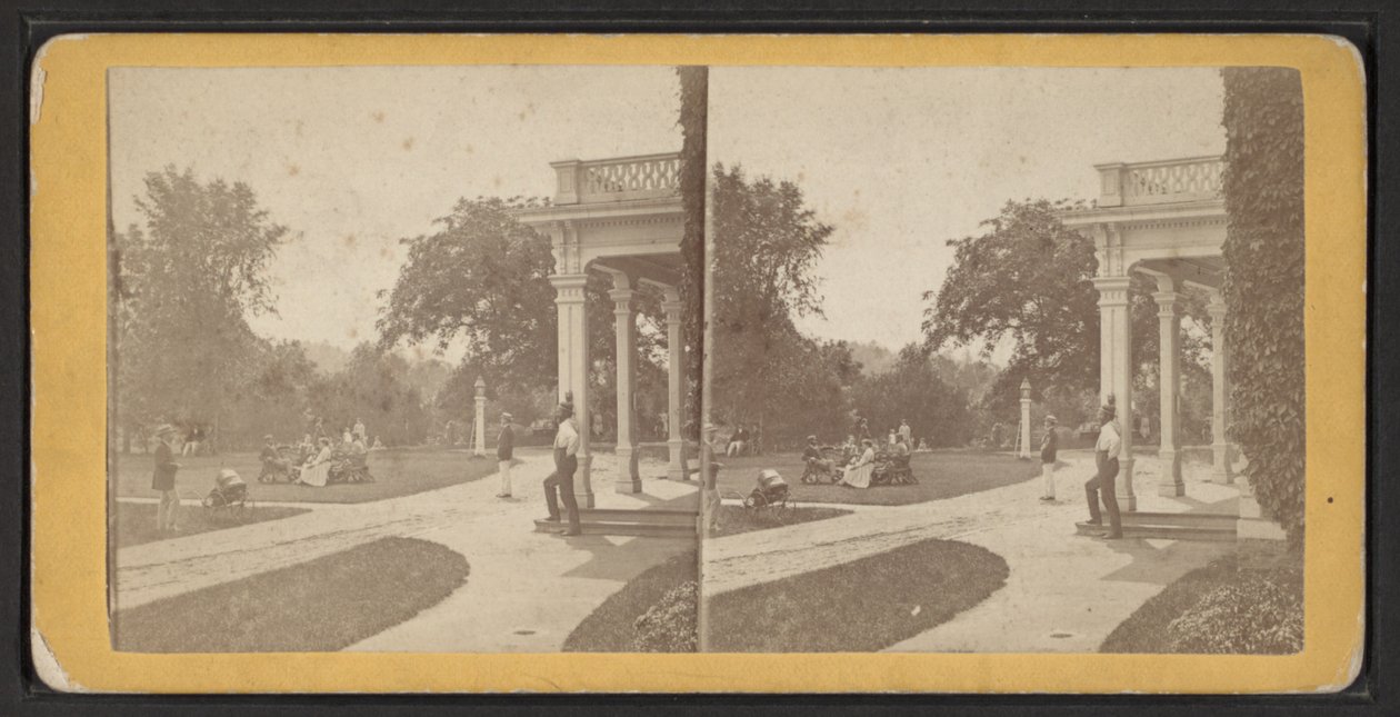 East Lawn and Portico, Oneida Community, New York State, c.1870 (zdjęcie czarno-białe) autorstwa American Photographer