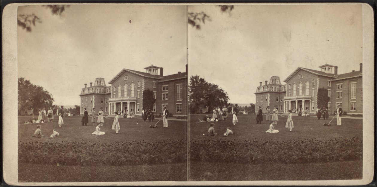 Front of the Mansion and trawnik, Oneida Community, New York State, c.1870 autorstwa American Photographer