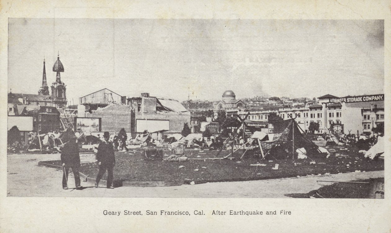 Geary Street, San Francisco, po trzęsieniu ziemi i pożarze autorstwa American Photographer