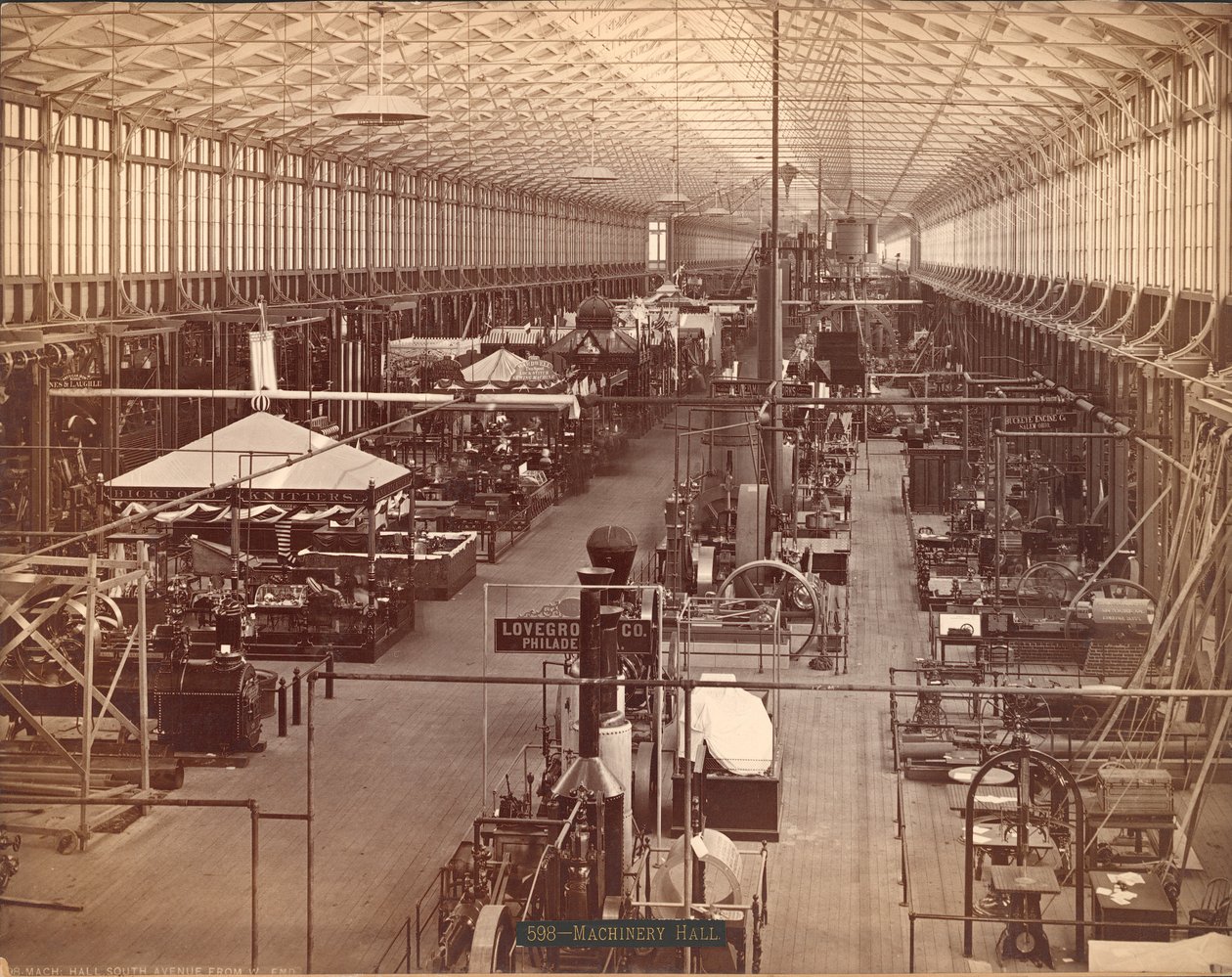 Machinery Hall, South Avenue, Międzynarodowa Wystawa Stulecia w Filadelfii, 1876 (odbitka srebrna) autorstwa American Photographer