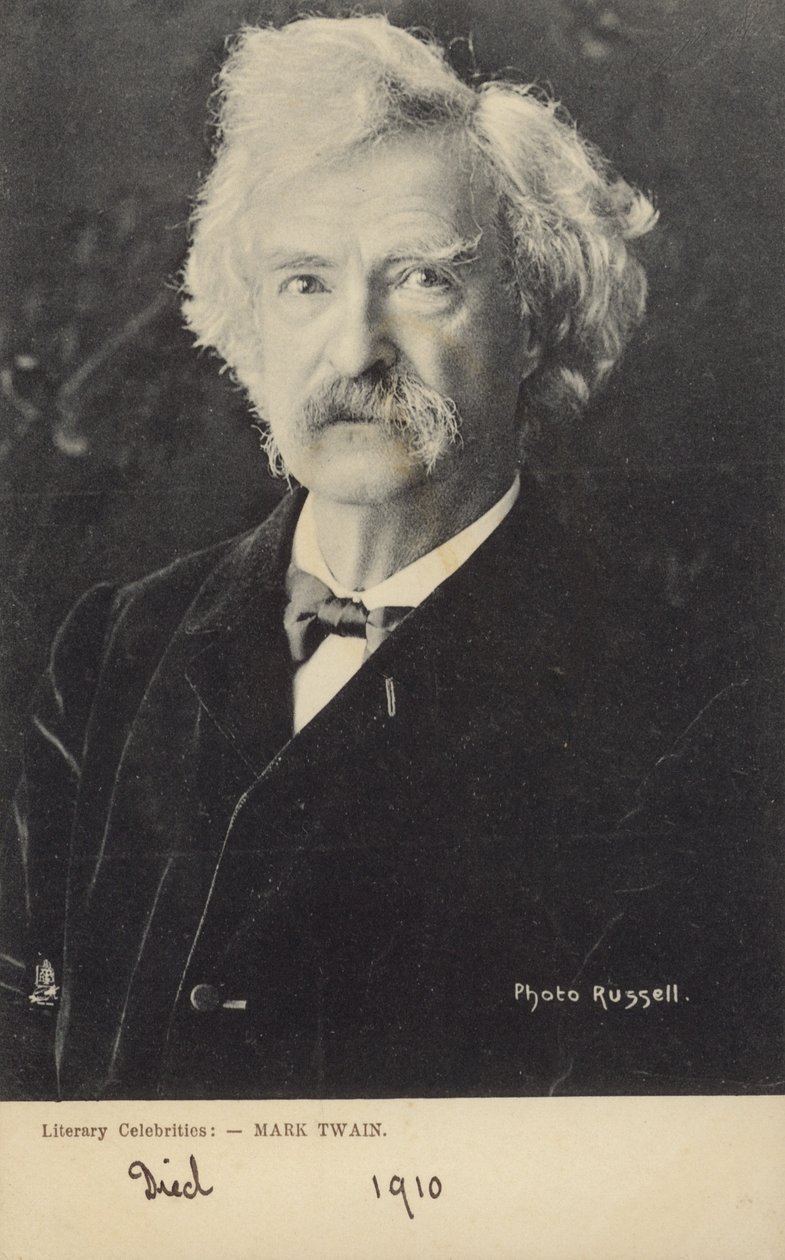 Mark Twain (1835-1910), amerykański pisarz (zdjęcie czarno-białe) autorstwa American Photographer