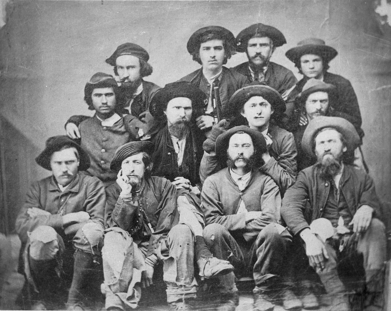 Członkowie Morgan’s Raiders w Camp Douglas autorstwa American Photographer