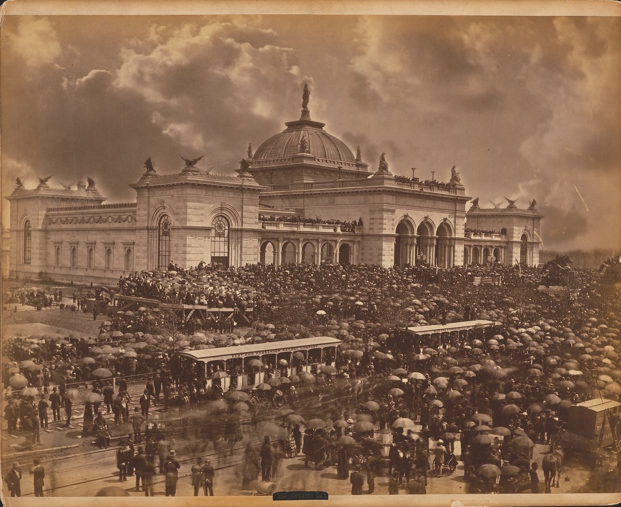 Dzień otwarcia, „Mówcy”, Międzynarodowa Wystawa Stulecia z 1876 r., Filadelfia autorstwa American Photographer