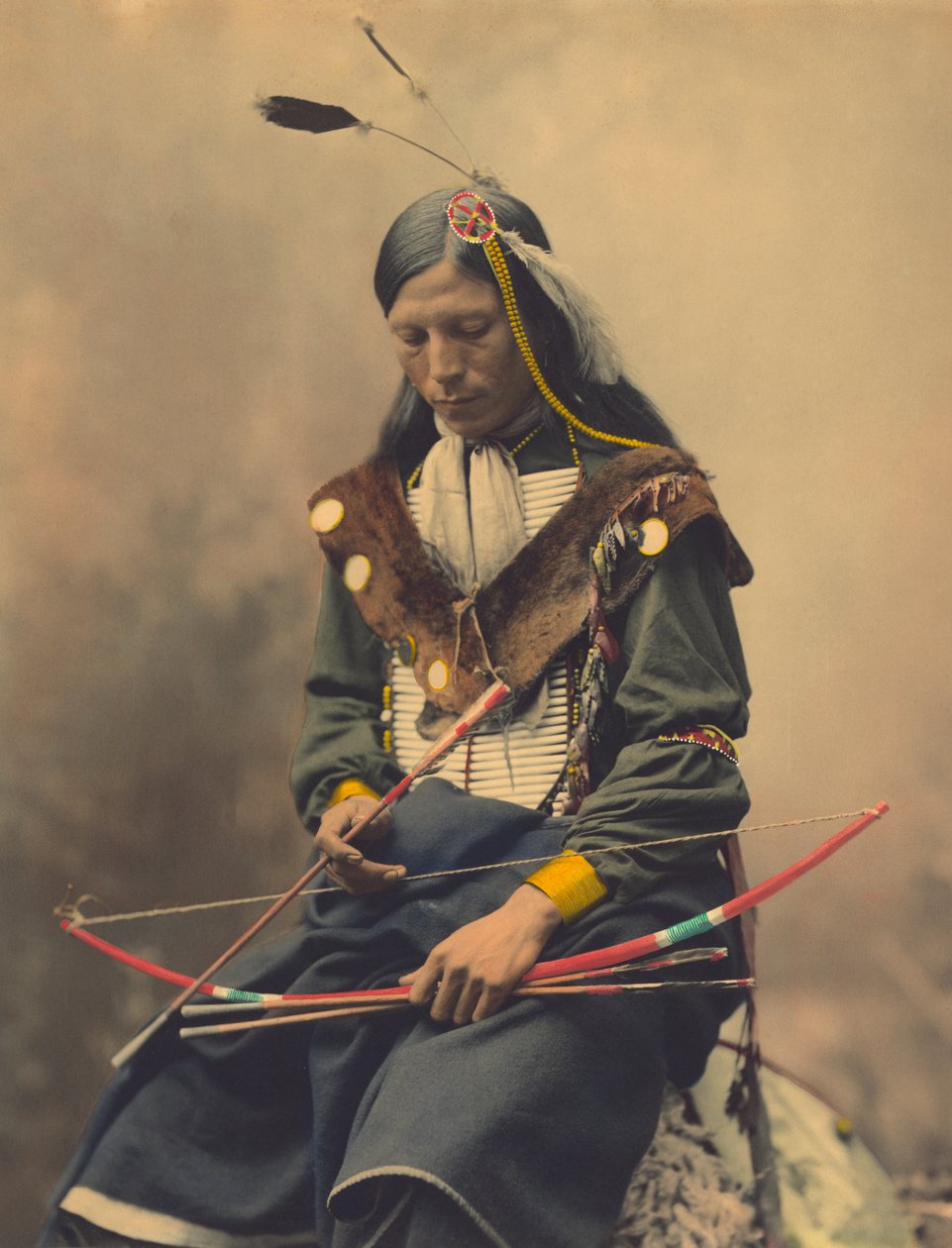 Portret Naczelnego Kościanego Naszyjnika Rady Sioux Oglala autorstwa American Photographer