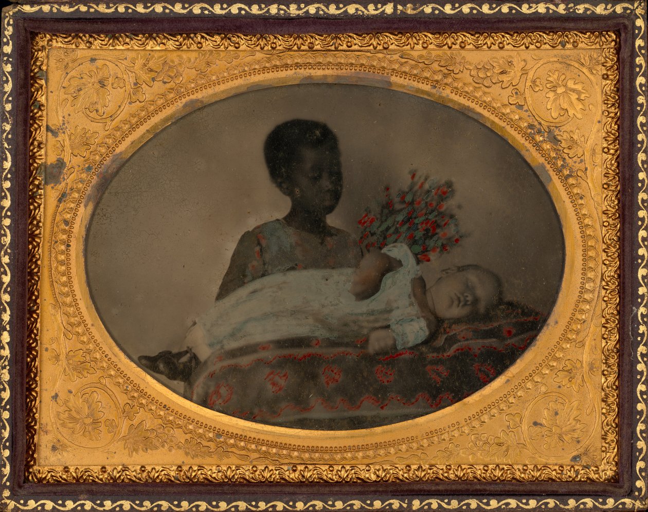 Portret dziewczynki i dziecka pośmiertnie, ok. 1860 (zdjęcie) autorstwa American Photographer