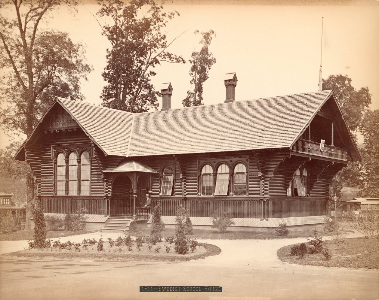 Szwedzki Dom Szkolny, Wystawa Stulecia, Filadelfia, 1876 (odbitka srebrna) autorstwa American Photographer