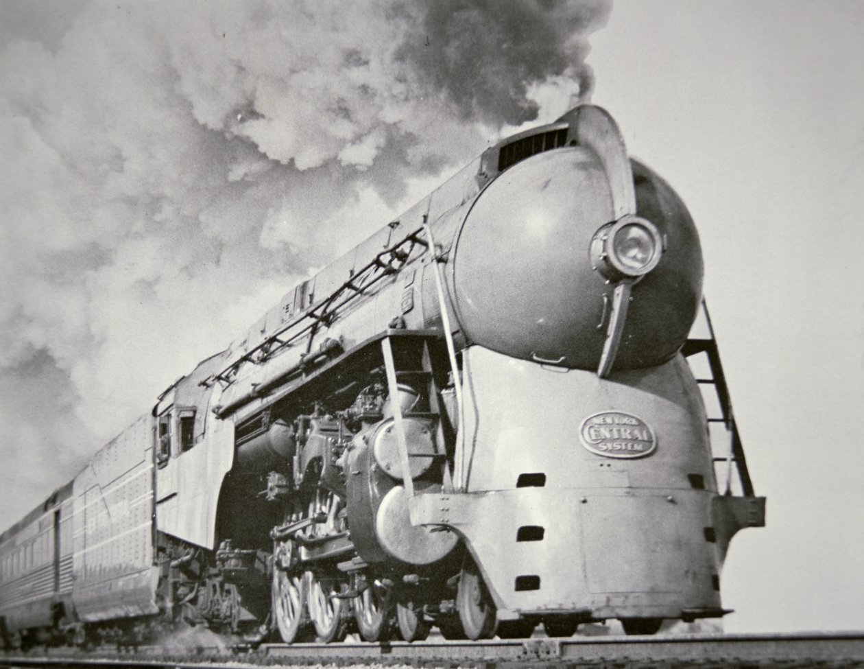 „Empire State Express” nowojorskiego systemu centralnego w 1938 r. (zdjęcie czarno-białe) autorstwa American Photographer