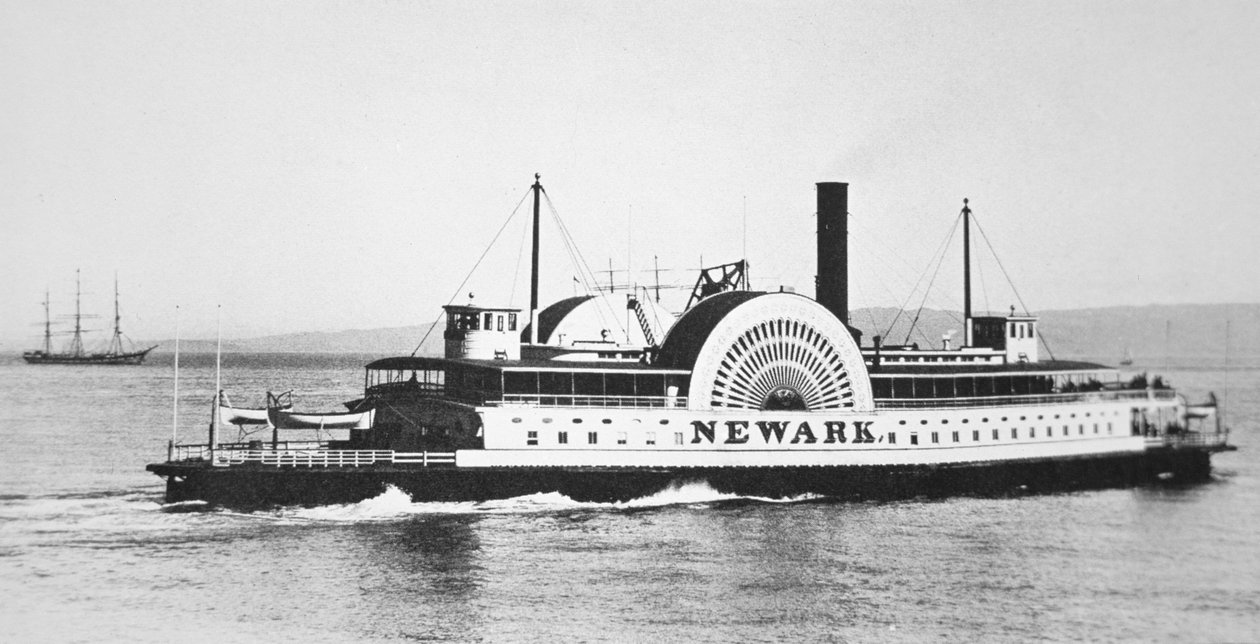 Prom „Newark”, między San Francisco i Alamedą, ok. 1888 (zdjęcie czarno-białe) autorstwa American Photographer