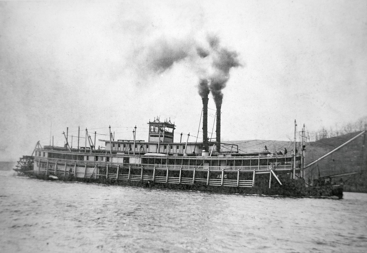 Rufowiec „Virginia”, nad rzeką Ohio, ok. 1880 (zdjęcie czarno-białe) autorstwa American Photographer