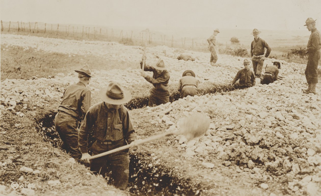 US Marines we Francji Kopanie w latach 1917-19 autorstwa American Photographer