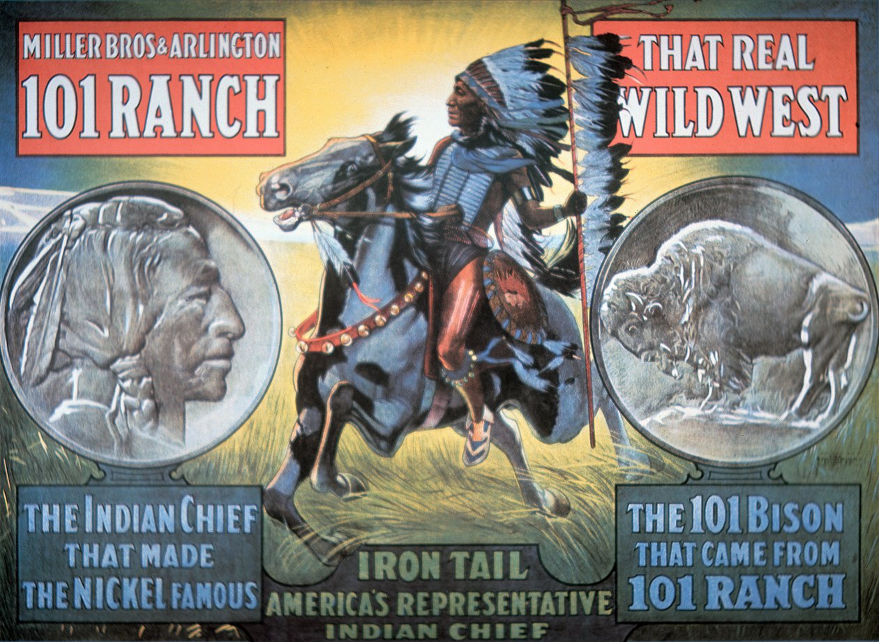 Plakat 101 Ranch Wild West Show, przedstawiający „Iron Tail” autorstwa American School